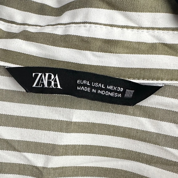 Zara Olive and White Striped Shirt - Picture 2 of 4